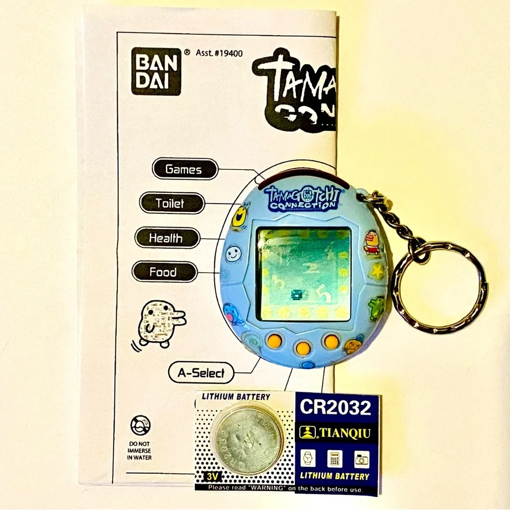 Tamagotchi Connection V1 2004 Flat Pastel Baby Blue W/ Original Stickers